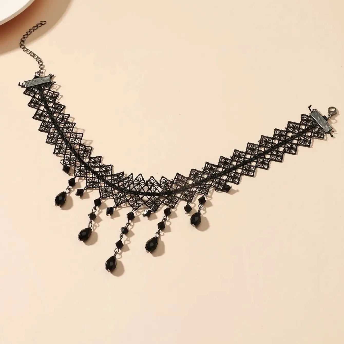 Black Lace Crystal Necklace