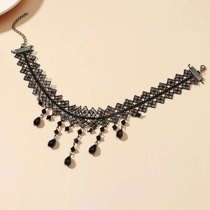 Black Lace Crystal Necklace