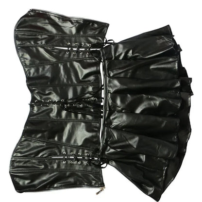Leather Corsets with Skirt Set