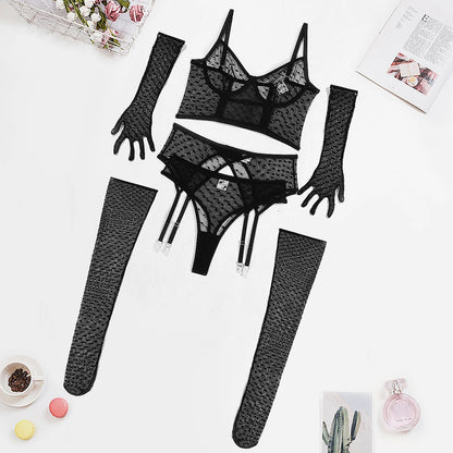 Polka Dot Mesh With Gloves