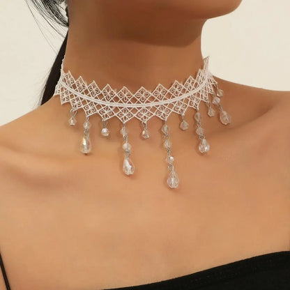 Black Lace Crystal Necklace