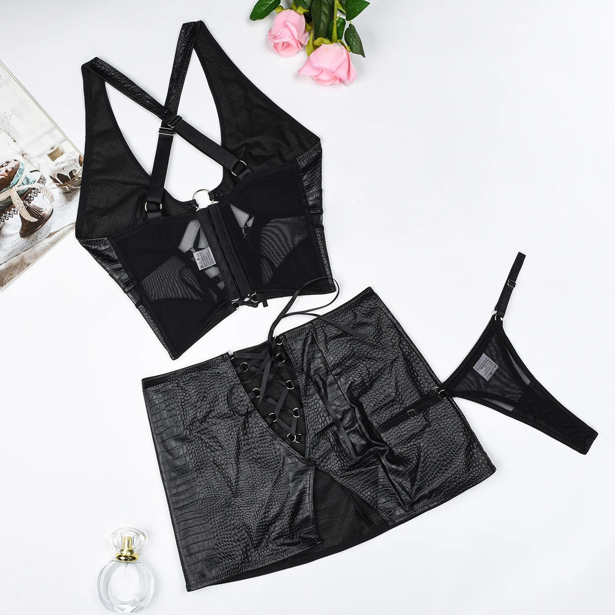 Straps Cross Neck Lingerie Set