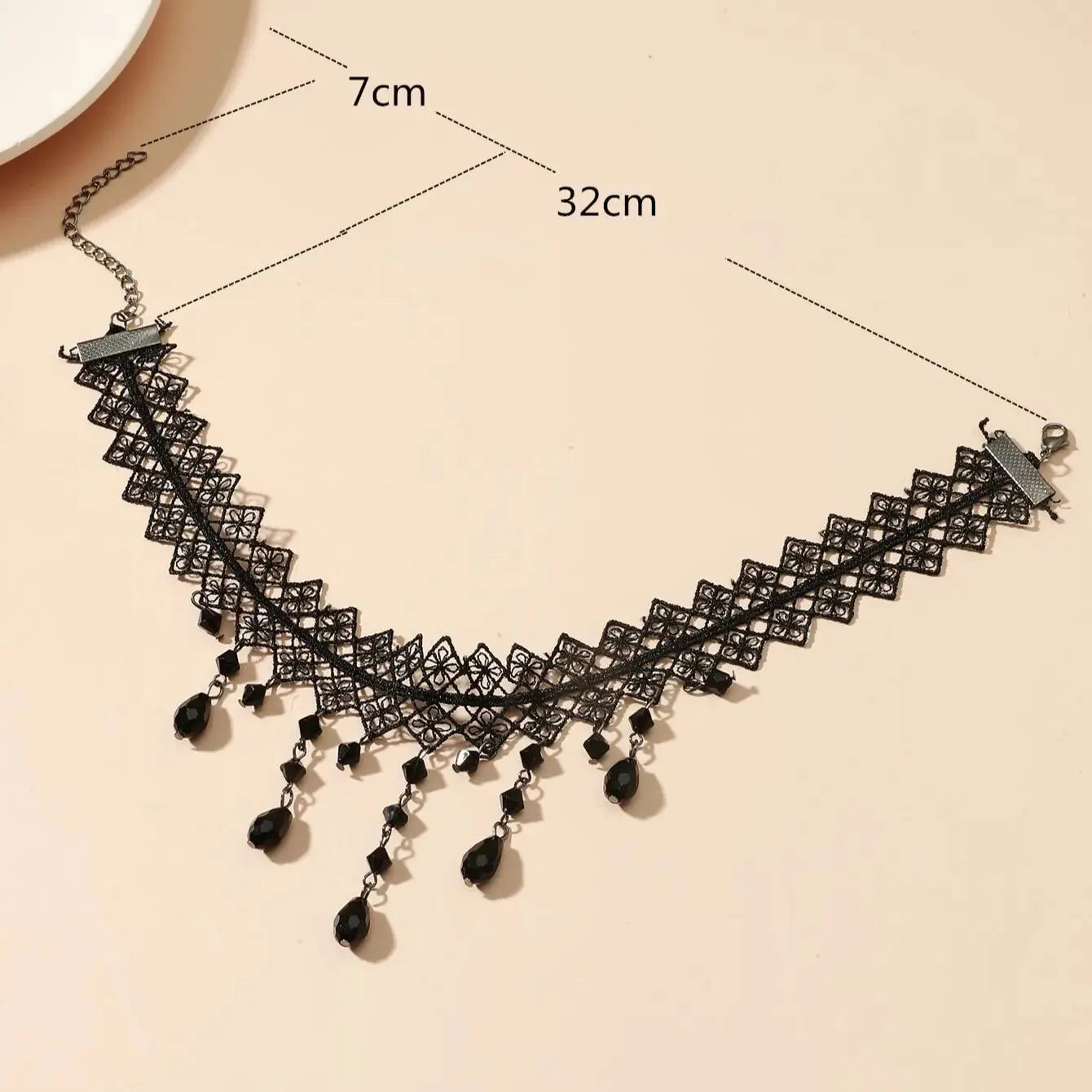 Black Lace Crystal Necklace