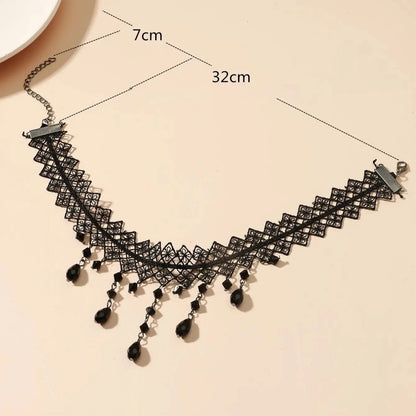 Black Lace Crystal Necklace