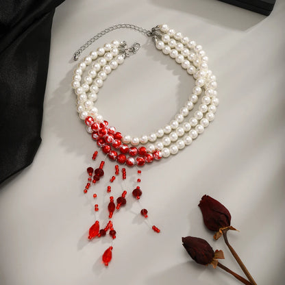 Red Blood Pearl Necklace
