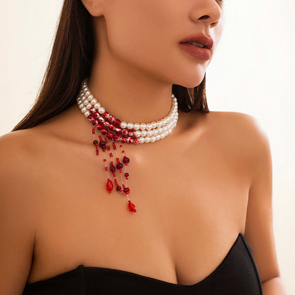 Red Blood Pearl Necklace