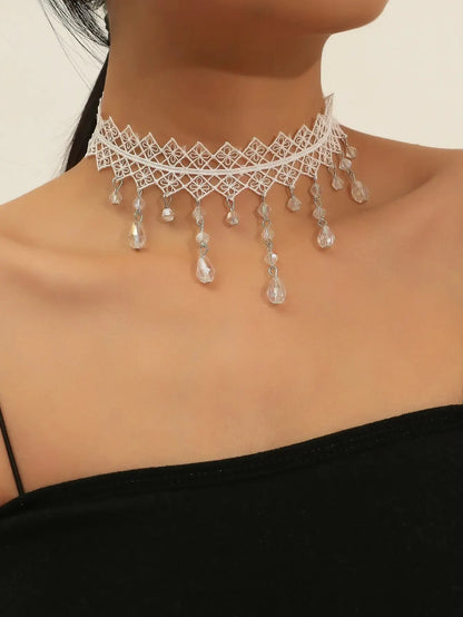 Black Lace Crystal Necklace