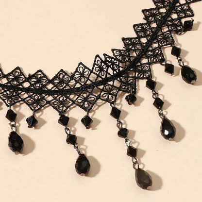 Black Lace Crystal Necklace