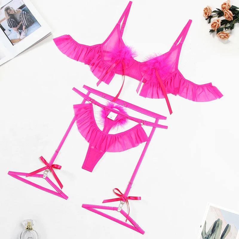 5 Piece Lingerie Set with Garter